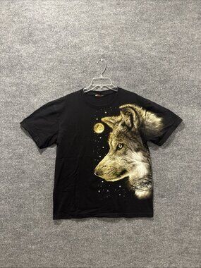 Nature Black 00 S Unisex Adult Wolf Moon Woods Short Sleeve T Shirt